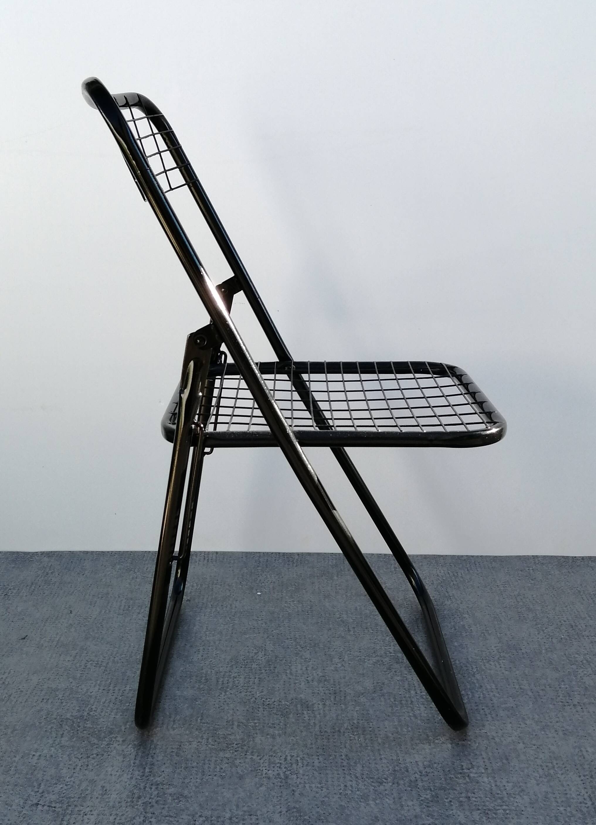 Vintage black metal folding chair 1970s