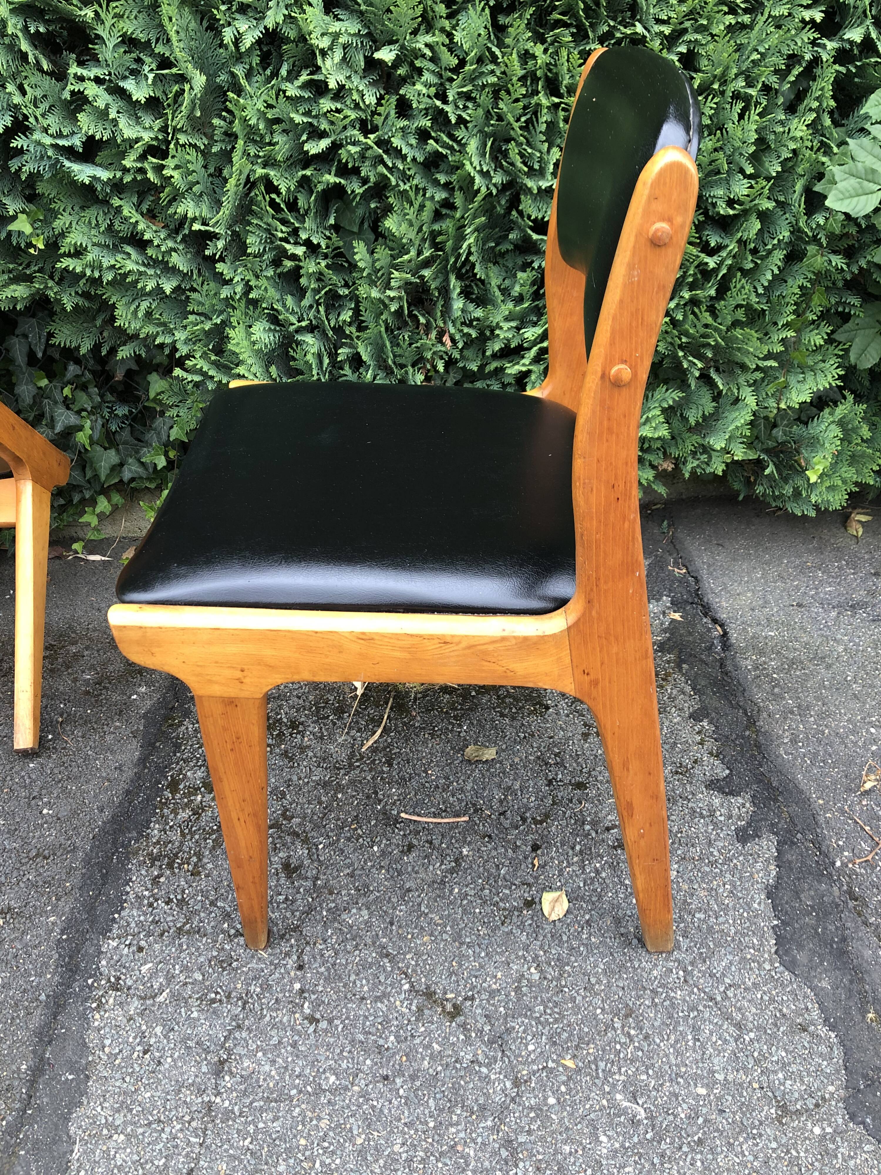 Scandinavian skay chairs and vintage blond wood 60s