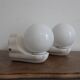 Pair of white ceramic wall lights, Bauhaus style, Italy