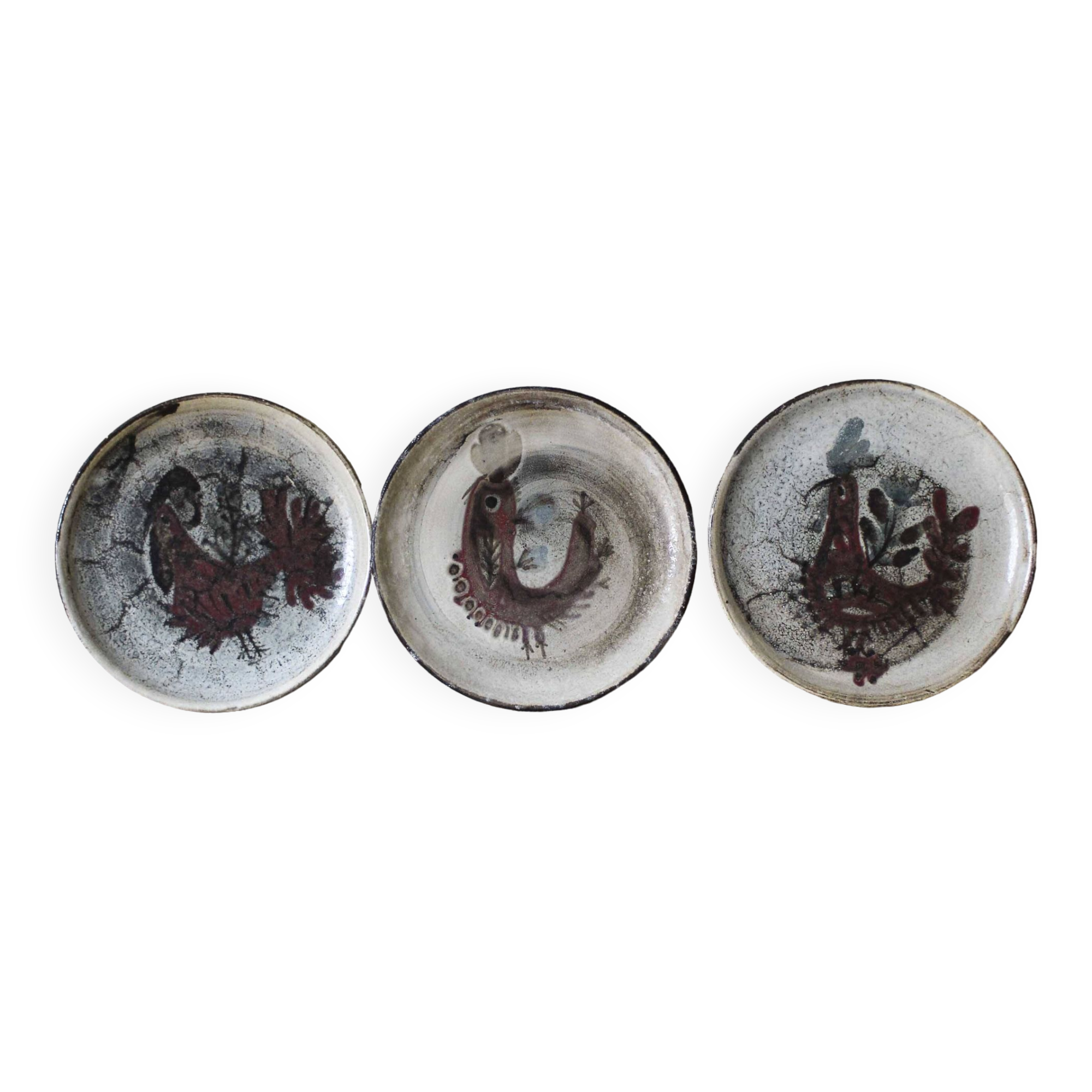 Set of 3 Gustave Reynaud Le Murier dessert plates