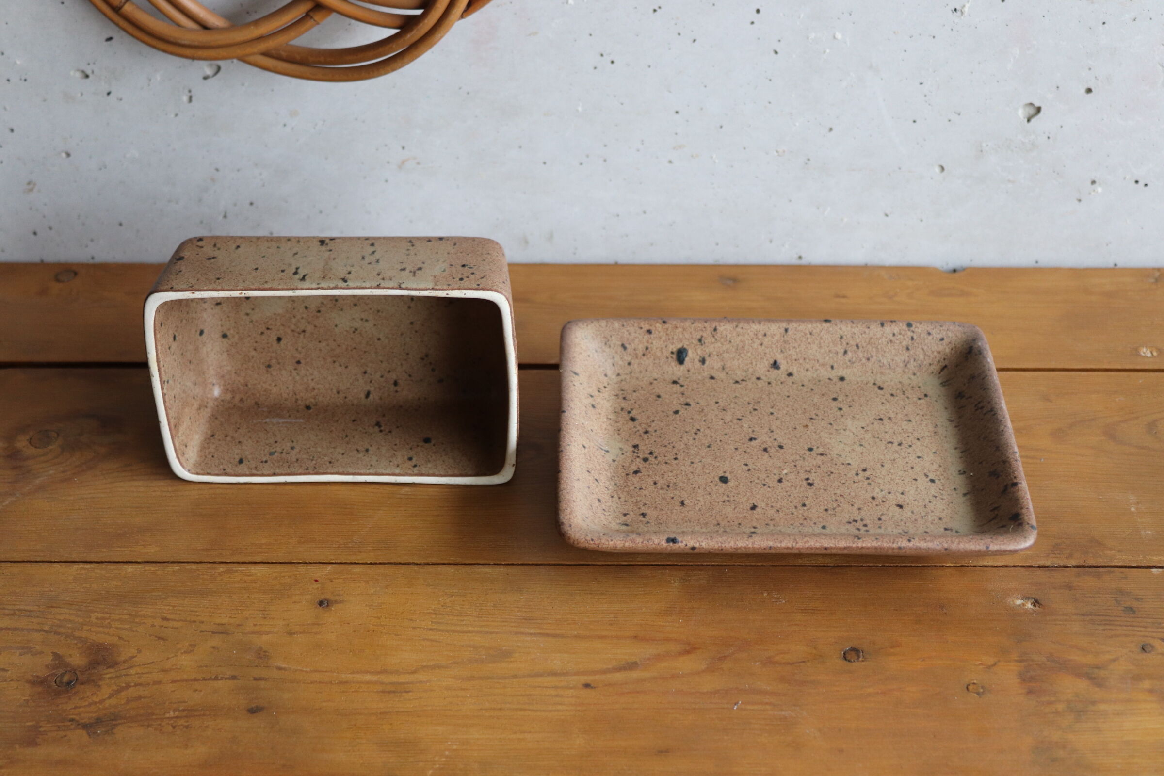 Speckled stoneware butter dish