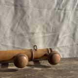 Large vintage wooden coat rack with 6 bamboo effect hooks L79