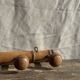 Large vintage wooden coat rack with 6 bamboo effect hooks L79