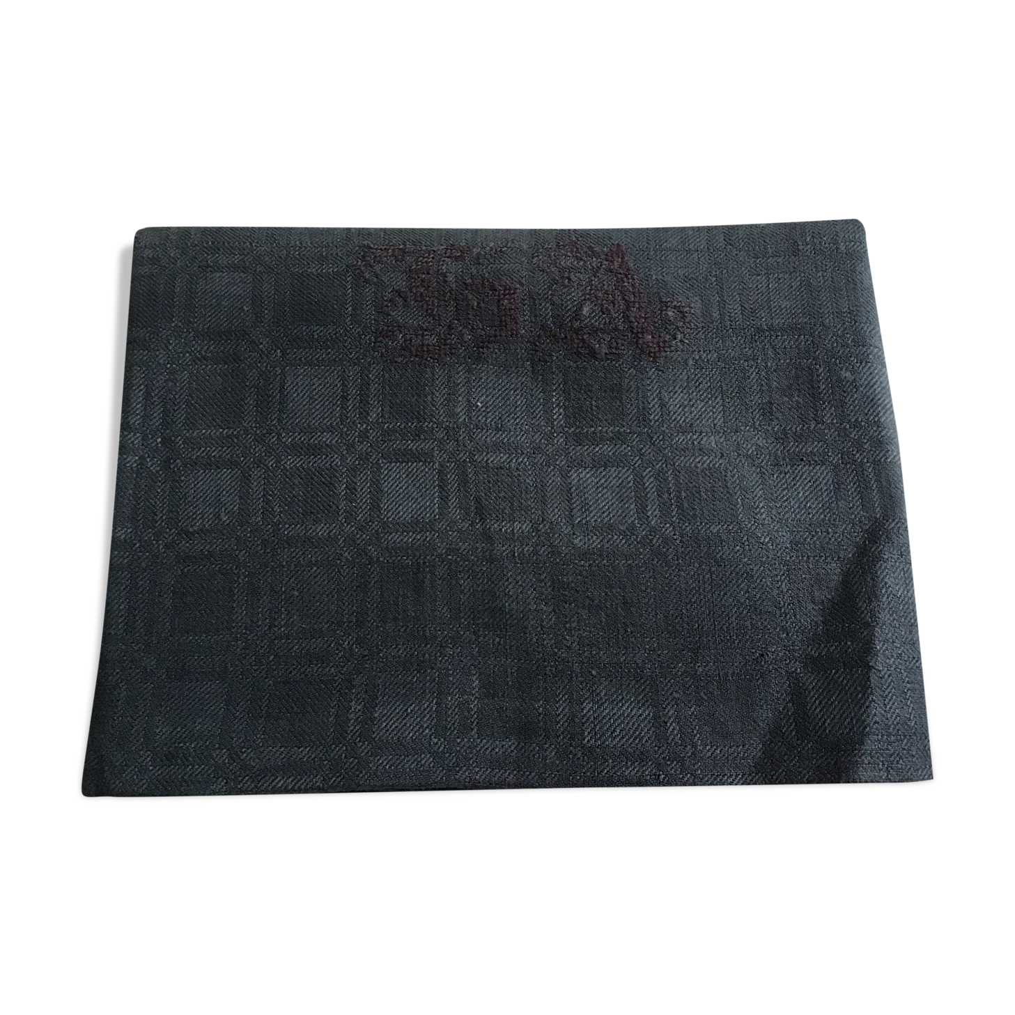 Small black grey linen tablecloth 74x103