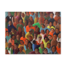 Oil on canvas, Cuban style - crowd characters - 65 x 50 cm
