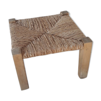 Tabouret bas en paille