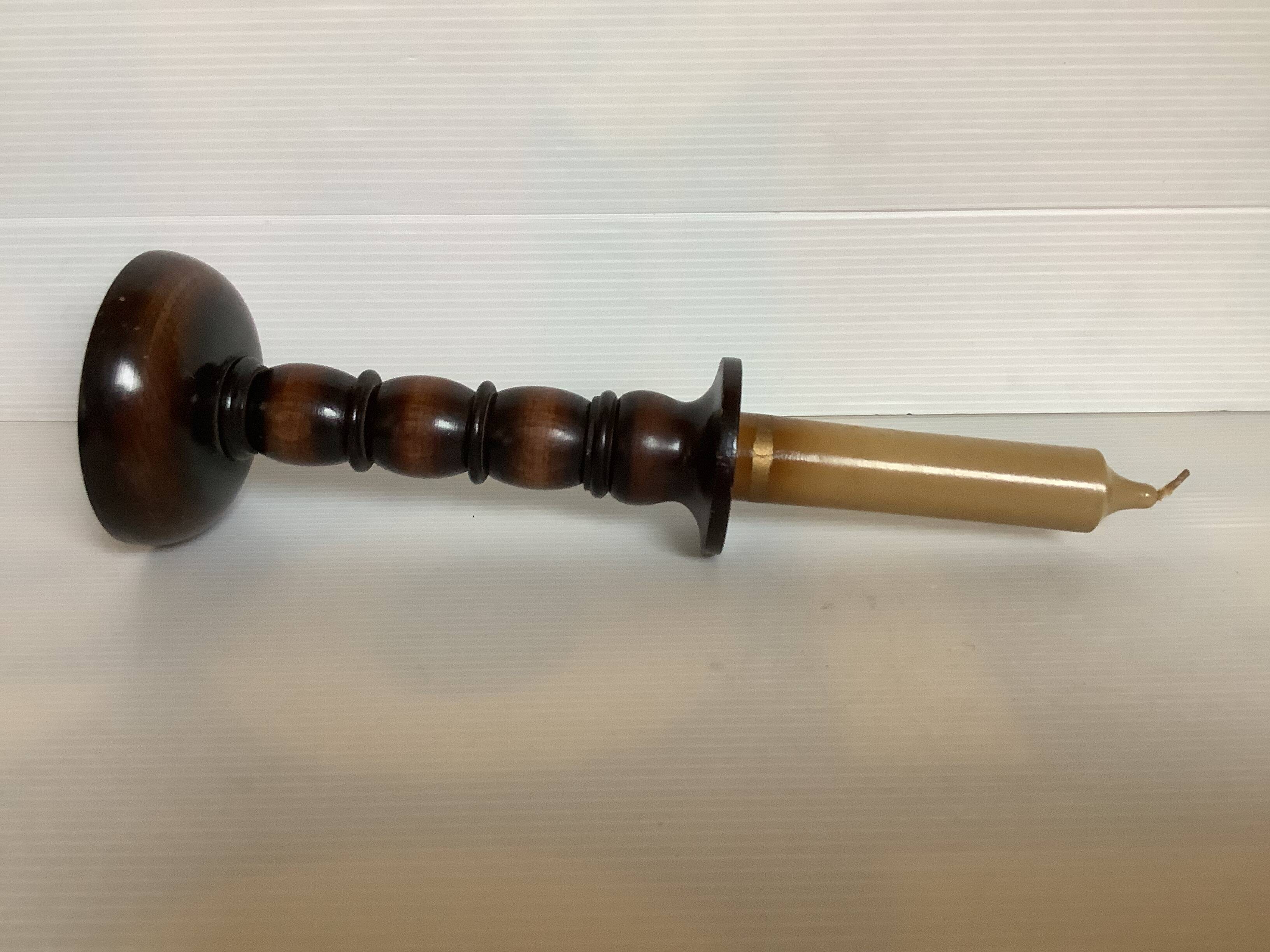 Pair of wooden candle holders artilux fake candles