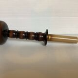 Pair of wooden candle holders artilux fake candles