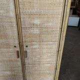 Two-door wicker and bamboo wardrobe