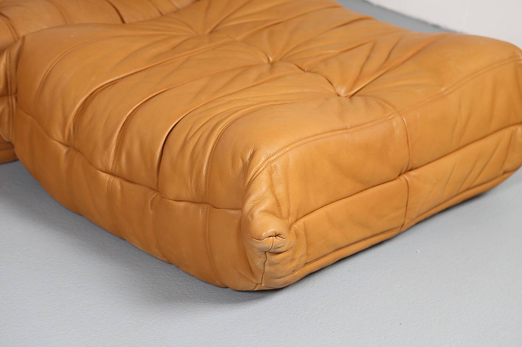 Cognac leather Ligne Roset Togo set from 2010 designed by Michel Ducaroy