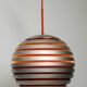 1960s spherical Space Age ceiling lamp with slats made of heavy metal