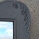 Antique Louis XV style mirror in solid oak with grey patina, 131cm.