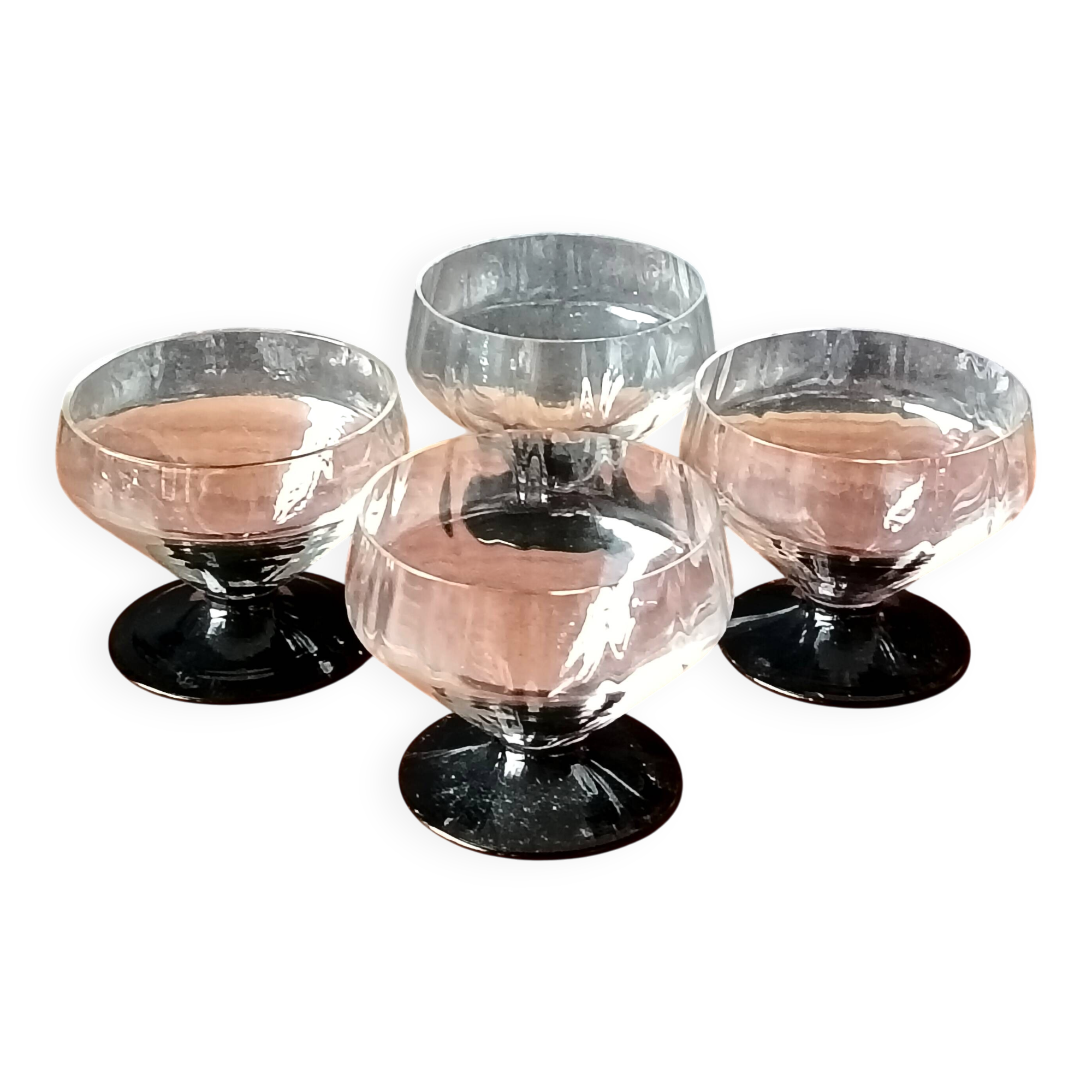 4 antique glass cups