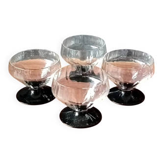 4 antique glass cups
