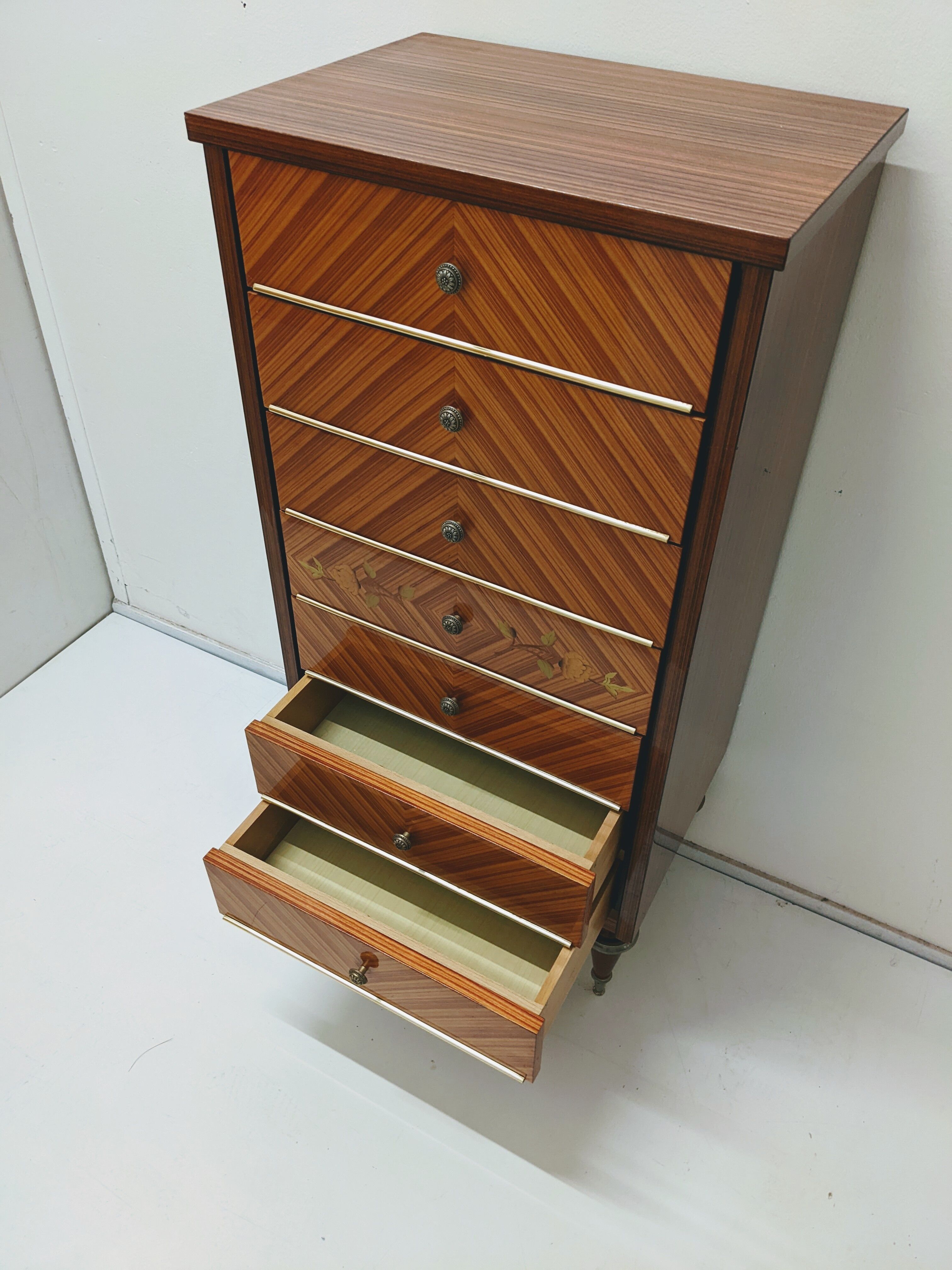 Semainier vintage en bois laqué commode chiffonnier meuble rangement