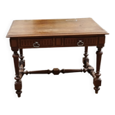 Antique wooden flat desk with two drawers