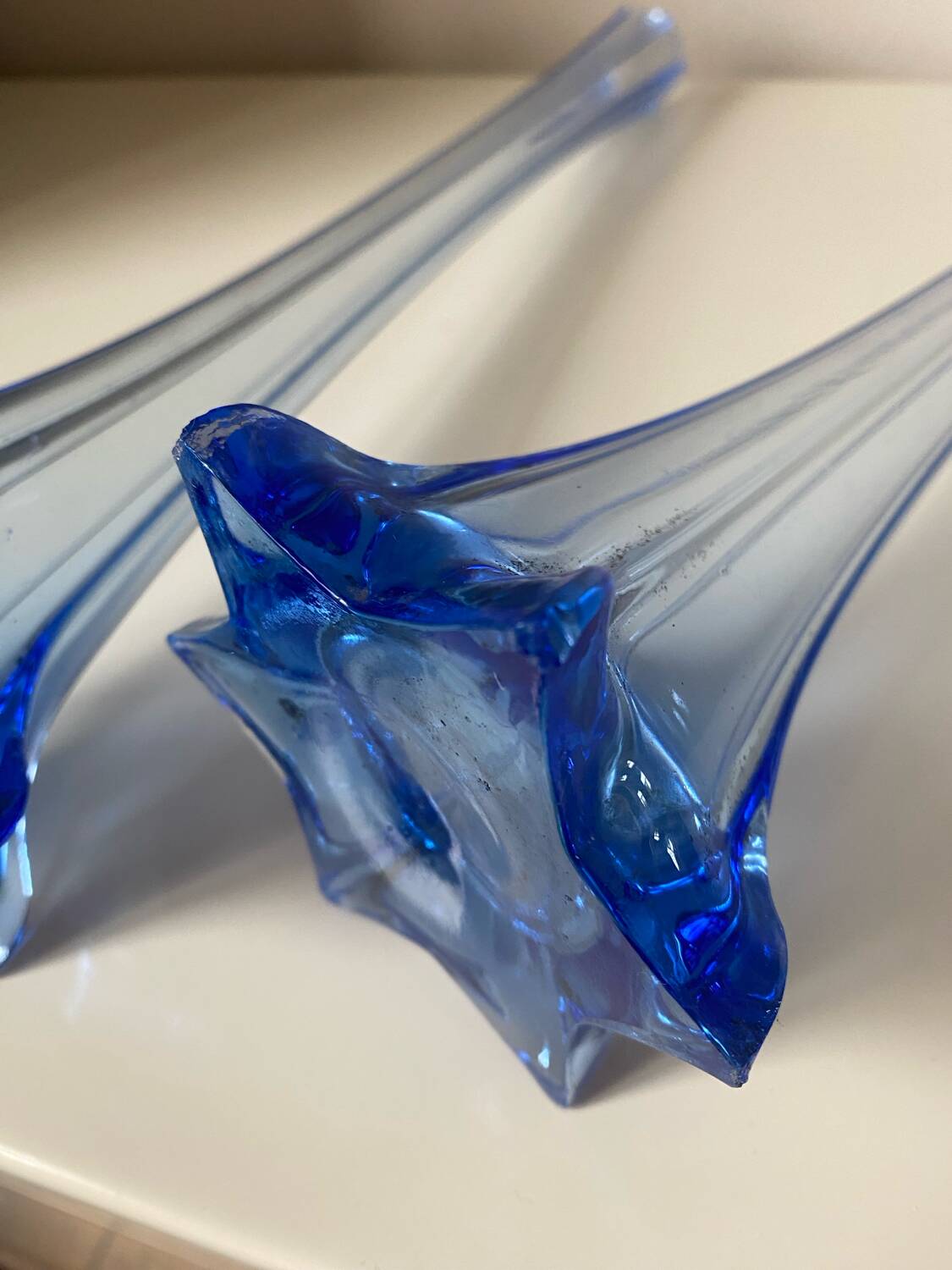 Pair of old blue soliflores