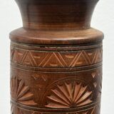 Turned and carved wooden vase, mid-20th century