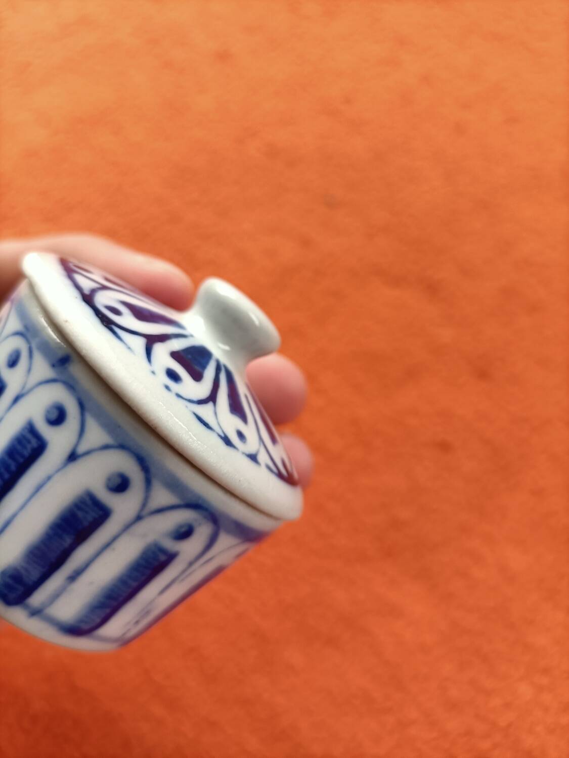 Small vintage blue ceramic box