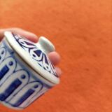 Small vintage blue ceramic box