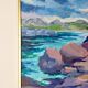 Original Swedish oil painting on panel "Coastal Scene" by D. Samuelsson