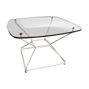 Table basse en verre - pied acier