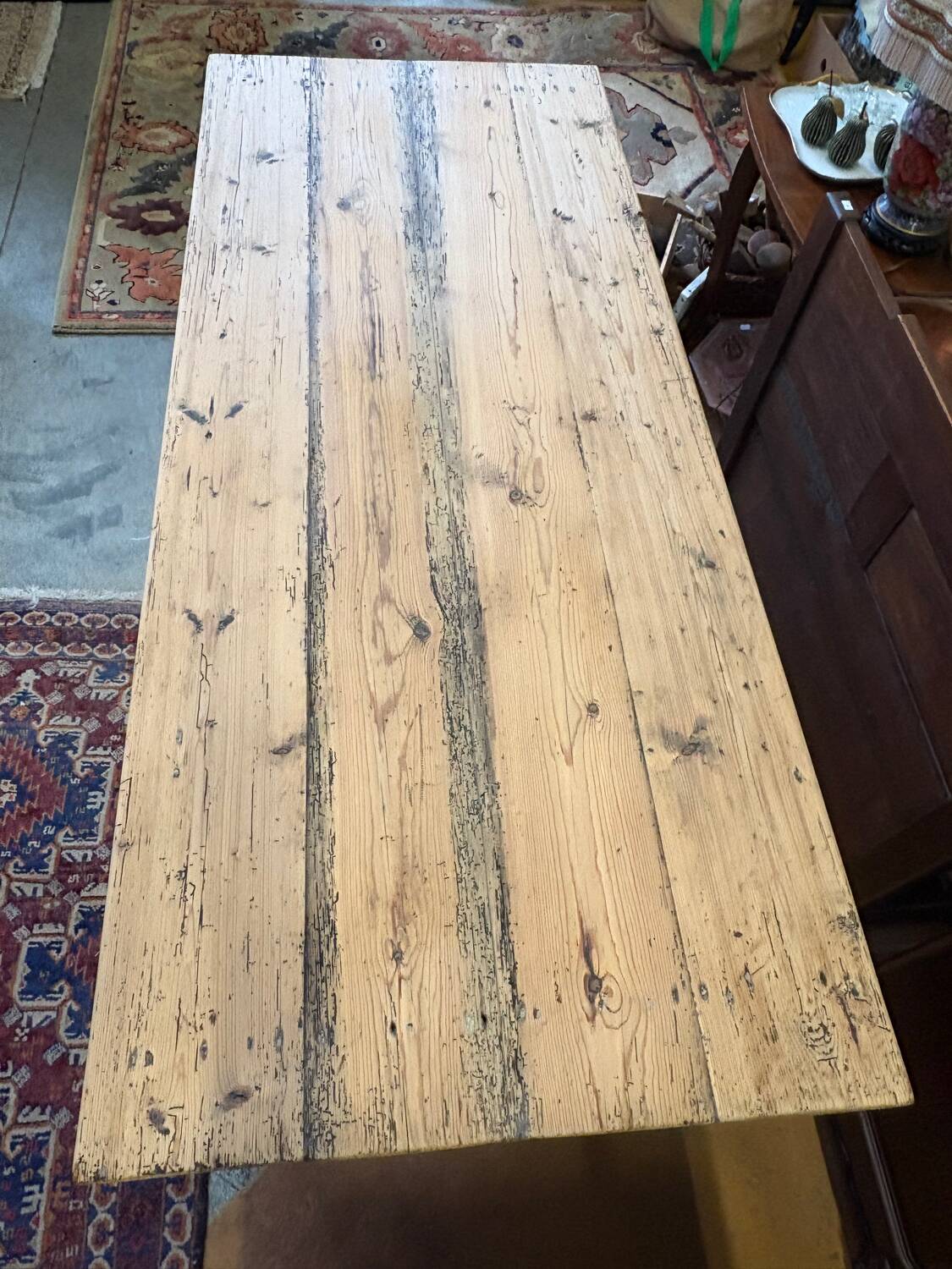 Old farmhouse table in solid wood with drawer – 182×76 cm –