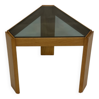 Vintage side table by Porada Arredi, 1970s wood and glass