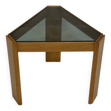 Vintage side table by Porada Arredi, 1970s wood and glass