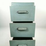 Antique Vintage Industrial 20th Century Light Blue Chest Of 3 Drawers