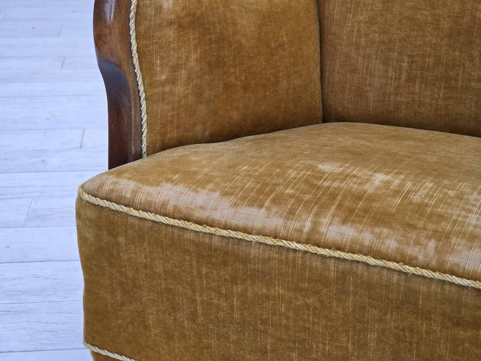 1960s, Danish armchair, furniture velour, beech wood, original.