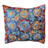 Hand-embroidered silk cushion cover from Kashmir, floral pattern 40x40 cm