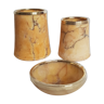 Necessary for smoker in alabaster and brass, three pieces, middle XXth