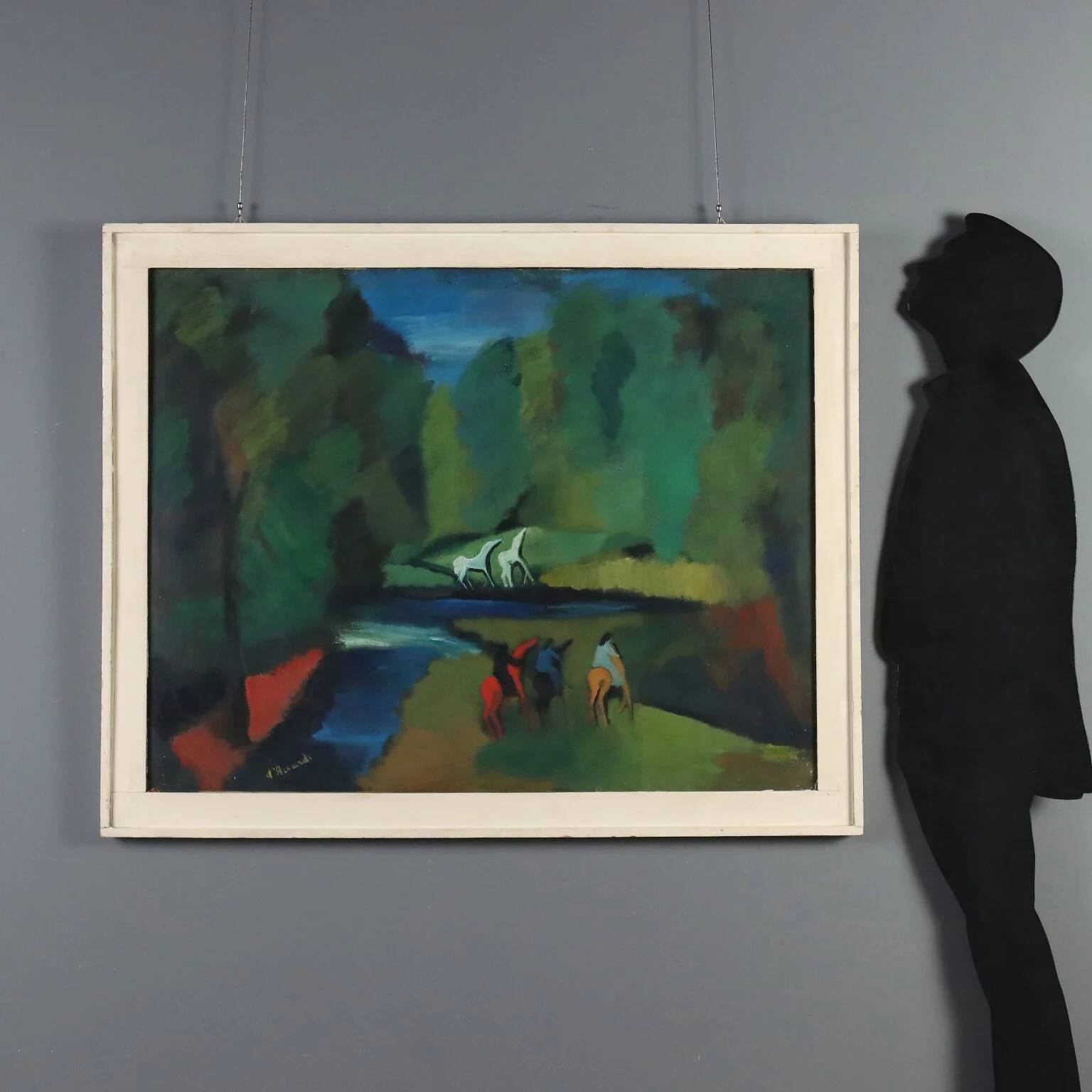 Modern painting signed by Gian Rodolfo D'Accardi "Ride in the Woods" 1955