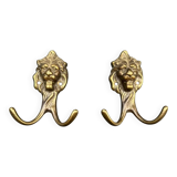 Paire de patère lion en laiton ancien