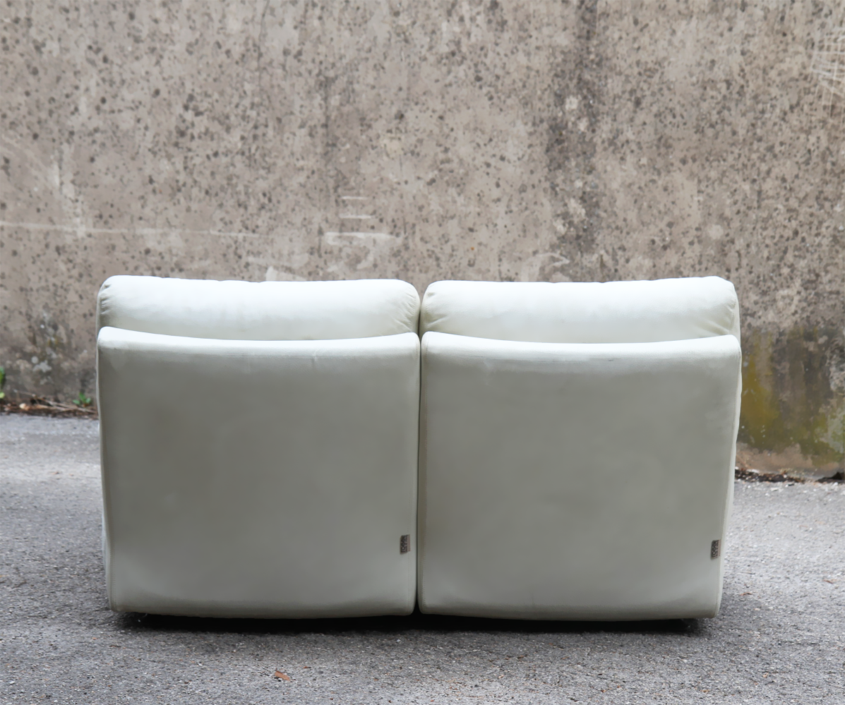 Ligne Roset white leather sofa