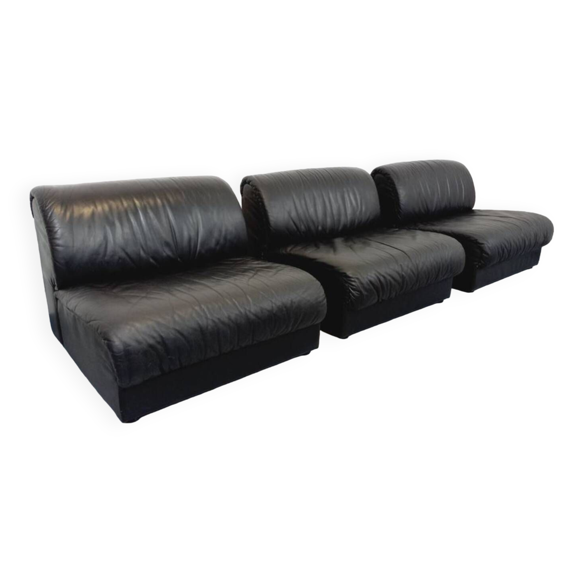 Modular leather sofa, Vintage leather armchairs