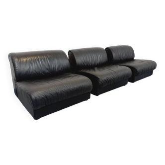 Modular leather sofa, Vintage leather armchairs