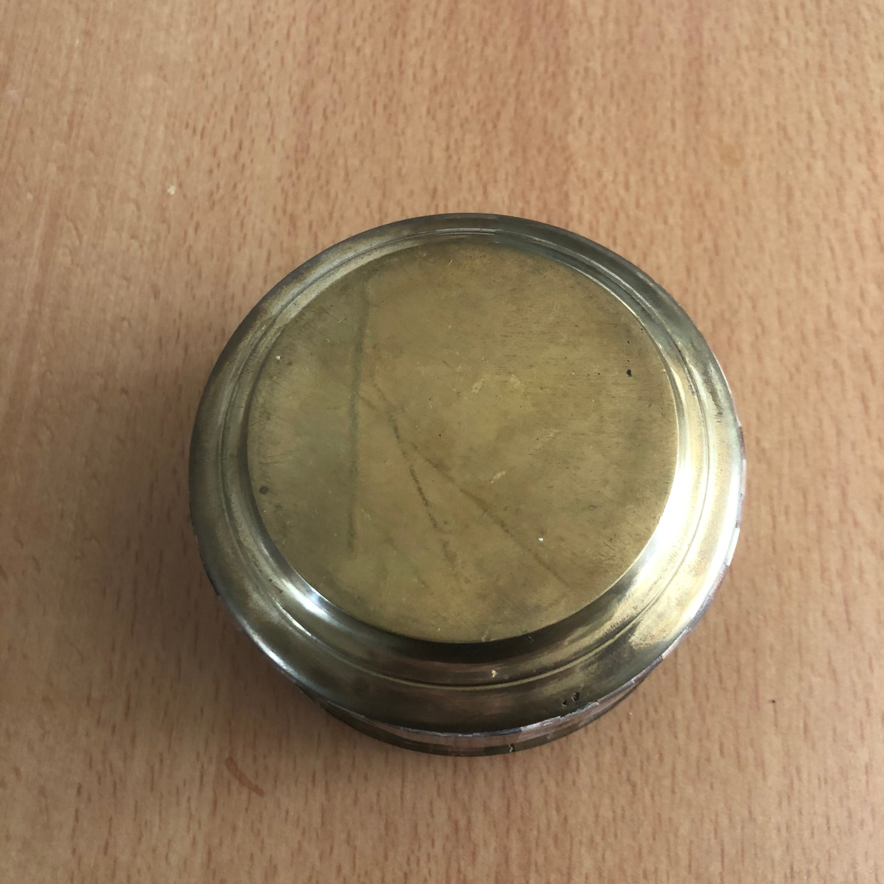 Mother-of-pearl and brass ashtray