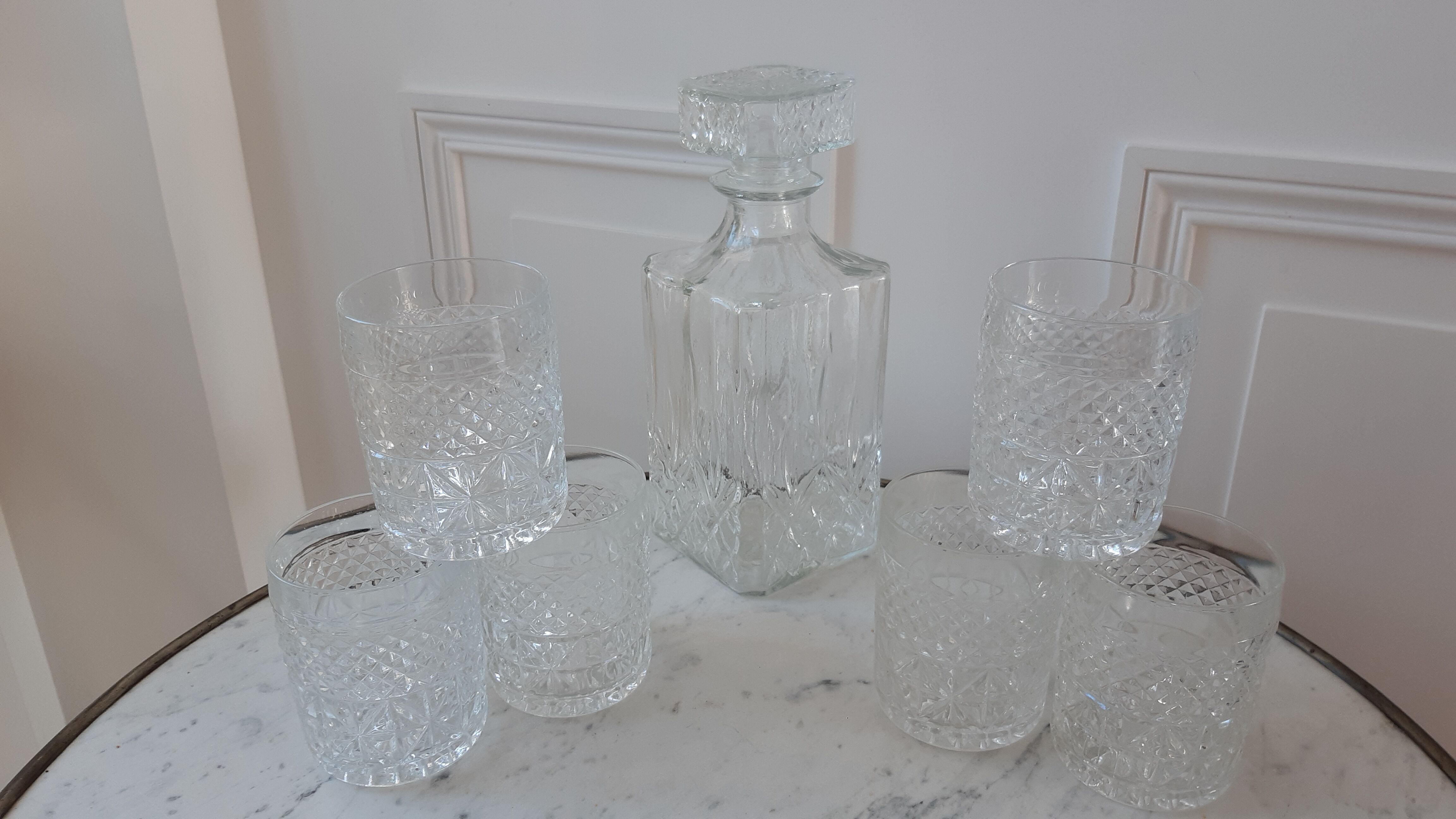 Ensemble de carafe et verres à whisky années 70