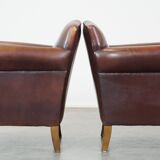 Set of 2 design armchairs made of sheepskin