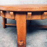 Brutalist Handcrafted Oak Coffee Table, Netherlands, 1950s