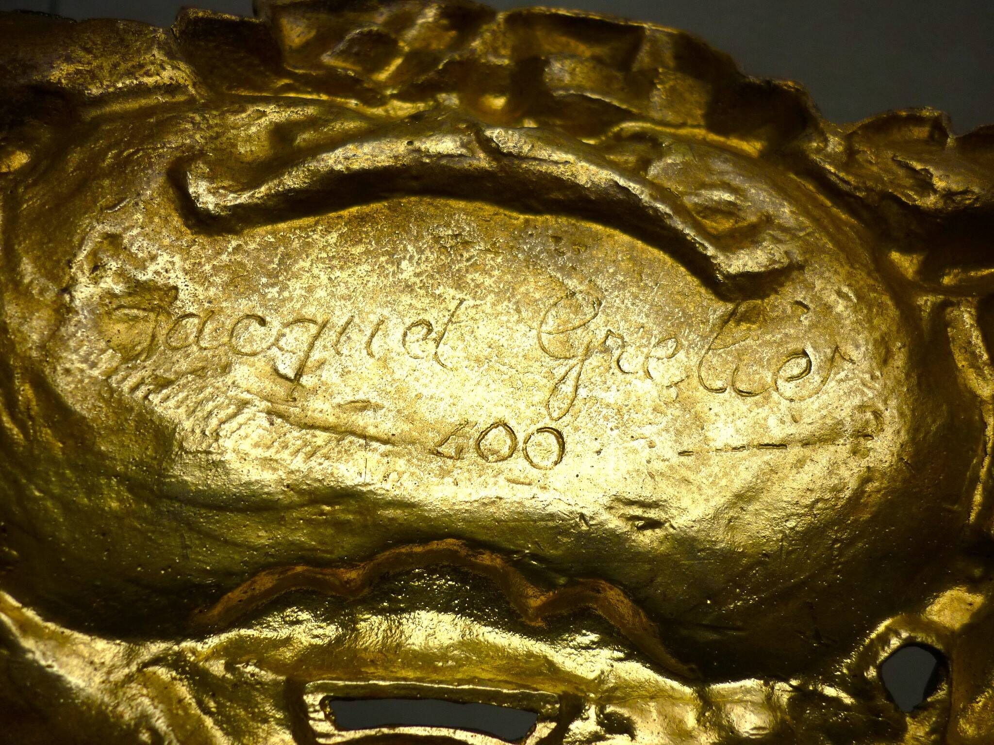 Fronton, bronze doré, ornement pour miroir, meuble, signé Jacquet Grelier