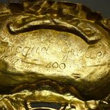 Pediment, gilded bronze, ornament for mirror, piece of furniture, signed Jacquet Grelier