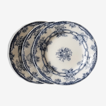 Set de 3 assiettes anciennes motifs bleus modèle Céres