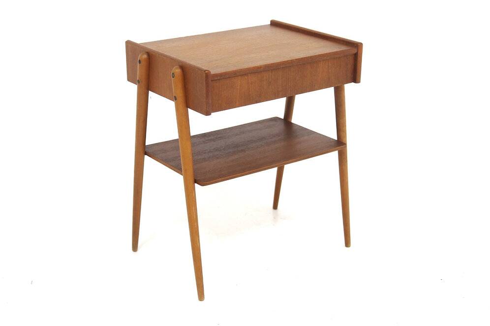 Table de chevet scandinave en teck, AB Carlströms, Suède, 1960