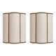 Pair of ecru linen and bronze velvet wall lights
