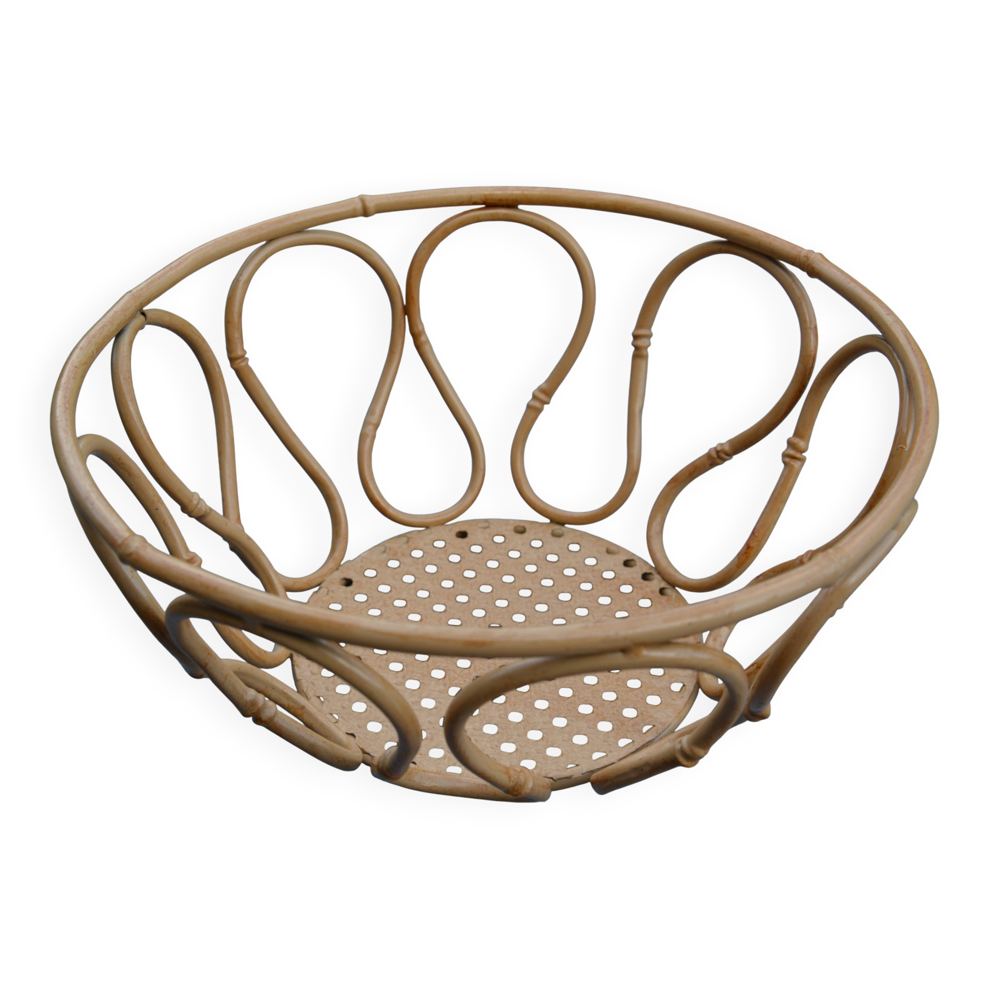 Corbeille, panier à fruits en métal imitant le bambou