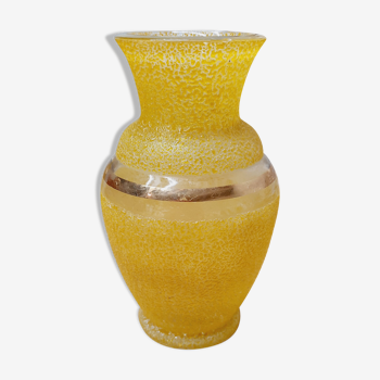 Golden yellow granite glass vase