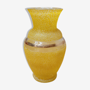 Vase verre granité jaune d'or